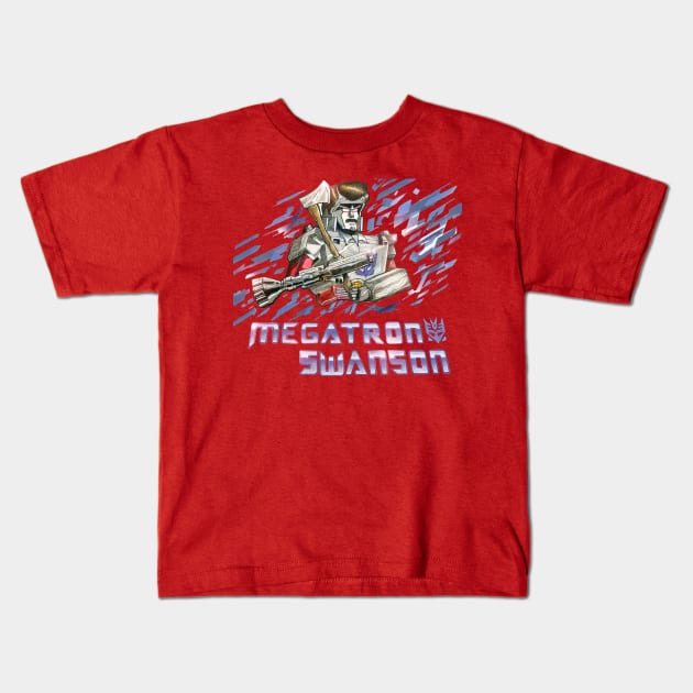 MegatRon Swanson Kids T-Shirt by natearts